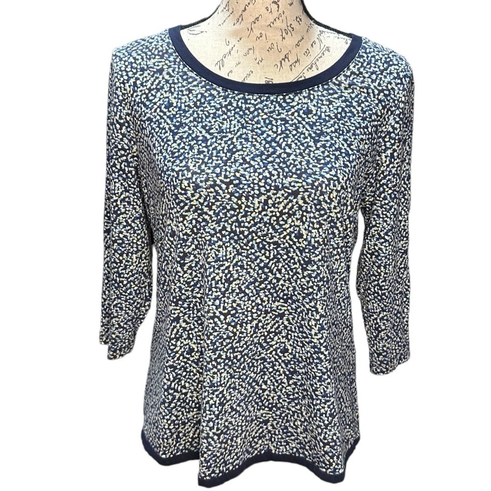 Christopher & Banks Blue & Multi Color Top Size Petite Medium